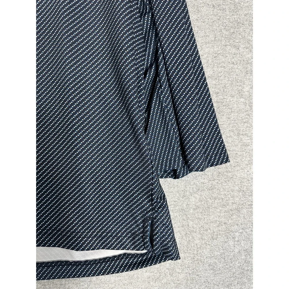 Jos A Bank Traveler Polo Shirt Mens 2XLT Navy Blue Long Sleeve Stretch Dot Print